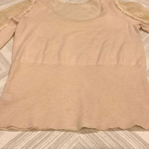 Knitted Knotted Anthropologie Ivory Lace Sweater - Picture 7 of 8